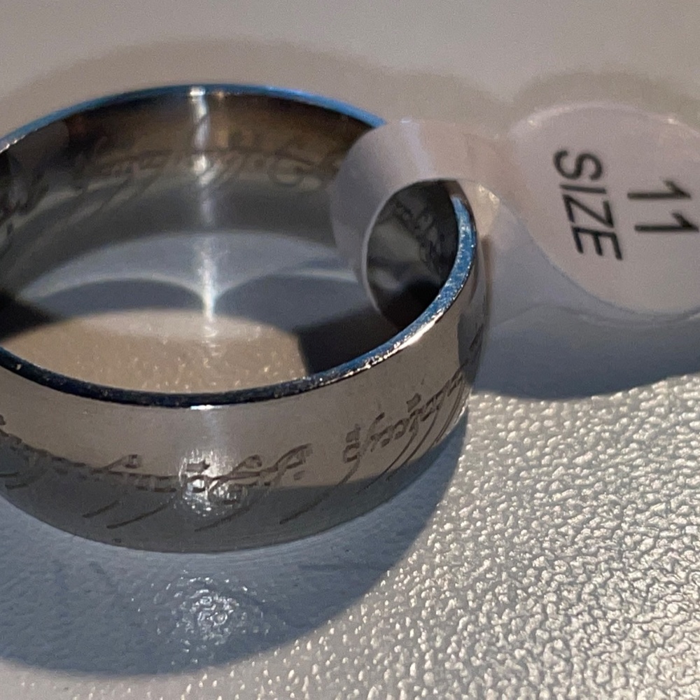 Lord of the Rings Ring in Stainless. Size 9, 10 & 11 in Titanium  8mm wide band